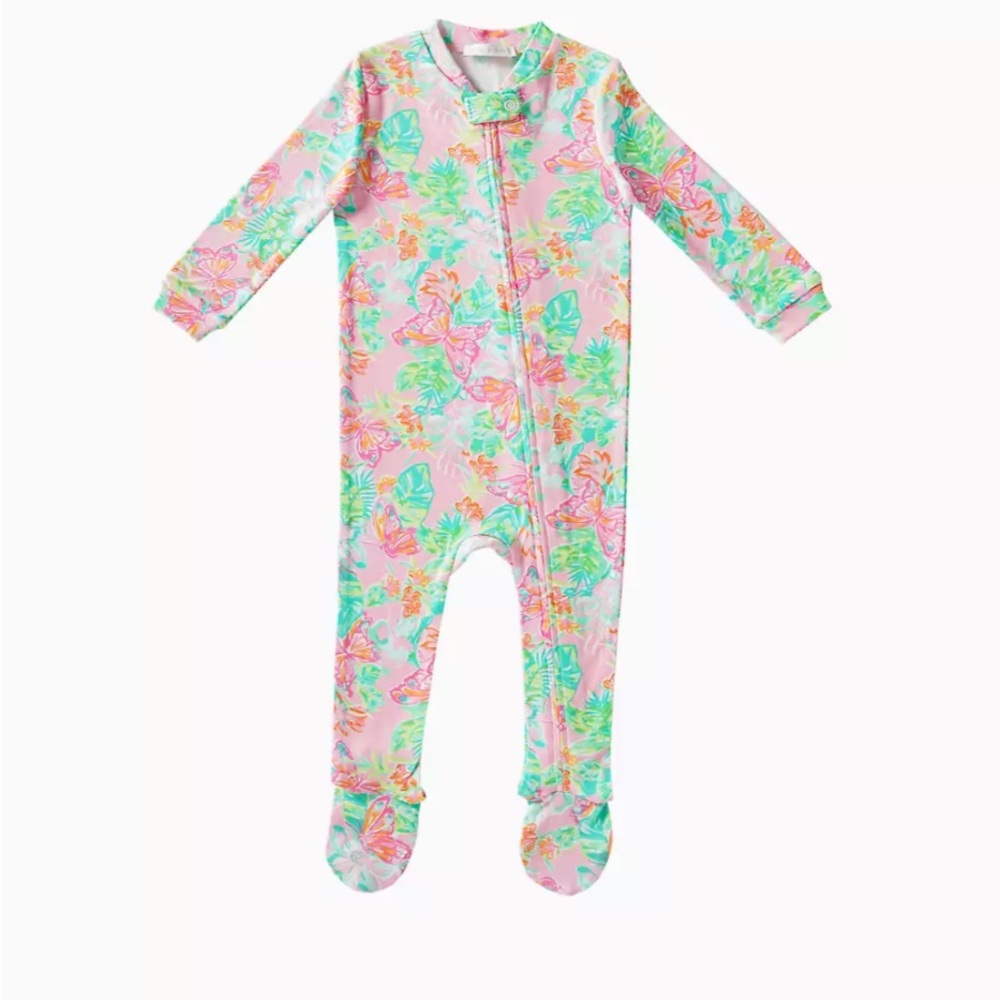 Lilly Pulitzer Kids Footie - Pink and Green Floral